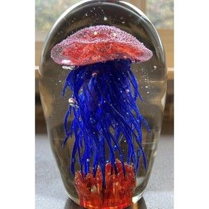 Murano Italian Art Glass Jellyfish AMAZING Vintage Aquarium Paperweight W Bubble